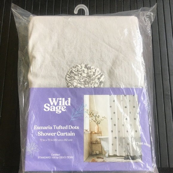 WINTER FAV Wild Sage ESMARIA 72 x 72-inch 100% Cotton Shower Curtain Light Gray - Picture 2 of 6